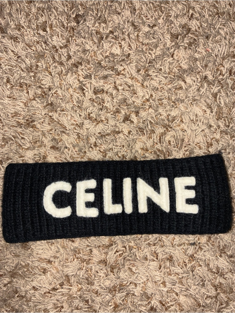 Celine Black Knit Headband with White CELINE Logo
